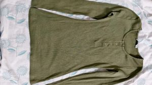 Olive Green Ribbed Dress