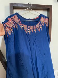 Blue One Shoulder Kurti