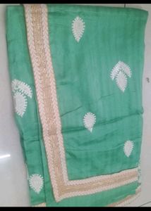Pink &amp; Green Sare &amp; Yellow Embroidery