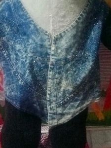 Acid Wash Denim Top - Size L