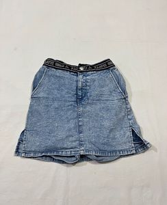 Denim Skirt With Joint Shorts