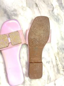 Pink Rhinestone Bow Slides