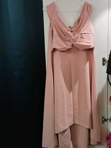Peach Off-shoulder  Dress