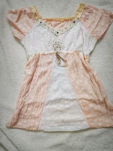 Super cute peach and white combination top