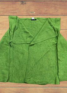 Green Cardigan Cum Shrug Sweater