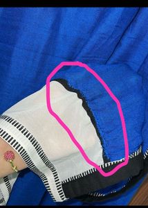 W Blue and White Bordered Dupatta