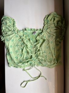 Sweetheart Neck Drawstring Top