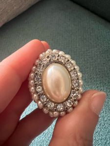 Pearl & Rhinestone Adjustable Ring