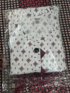 Maroon &amp; White Printed Kurta Set