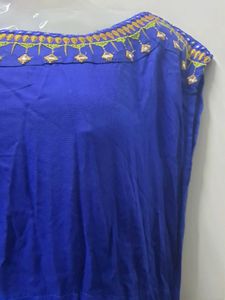 Blue Embroidered Maxi Dress