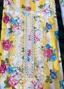 Yellow Coloured Cotton Suit Paired With Dupatta