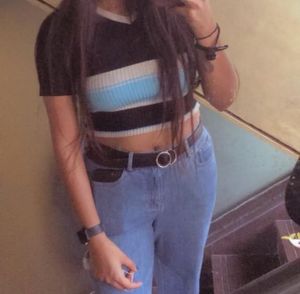 Striped V-Neck Knit Top