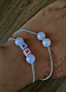 Custom Initial Beaded Silver Bracelet