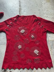 Red Embellished Top