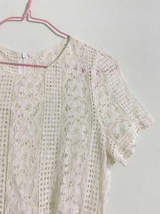 White Lace Peplum Top