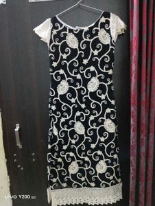 Black Lucknowi Work Kurti