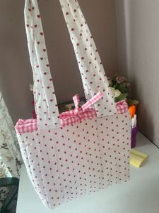 Heart Print Quilted Tote Bag🌸🎀