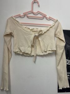 Ribbed Tie-Front Crop Top