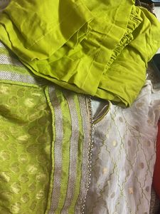 Fluorescent Boat Neck Kurta Set With Good Dupatt