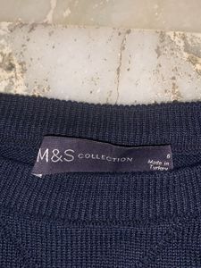 Marks &amp; Spencer Navy Blue Ribbed Classic Top