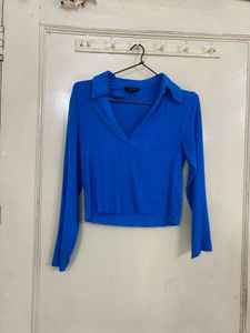 Blue V-Neck Top