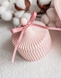 Pink Ribbed Jar With Lid