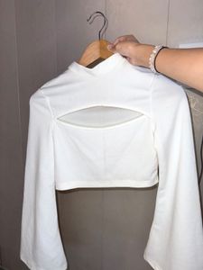 Shein Party Wear Top With Cutout &amp; Bell Sleeves