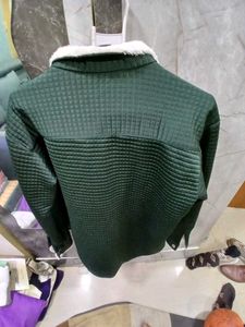 Green Quilted Jacket with Sherpa Collar