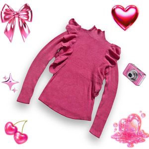 Pink Ruffle Detail Top