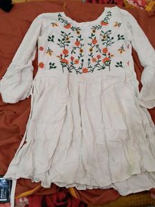 White Floral Embroidered Dress