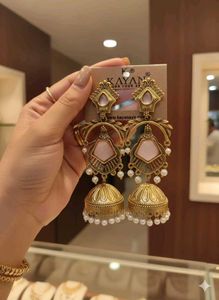 Jhumka Earrings in pink