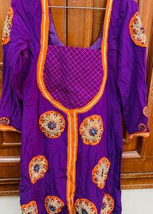Purple Embroidered Kurti