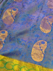 Blue And Green Korvai Kanchipuram Silk Saree