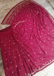 Fancy Maroon Ready to Wear Saree With Blouse