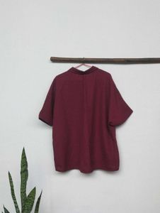 Oversized Maroon Embroidered Shirt