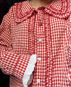 Red Gingham Ruffle Blouse