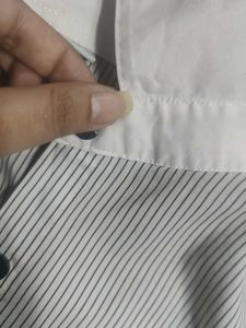 White And Black Striped Formal Shirt