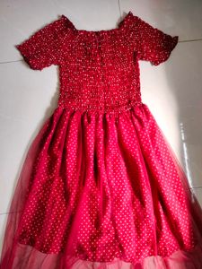 Polka Dot Retro Net In Middle Maxi Dress For Women