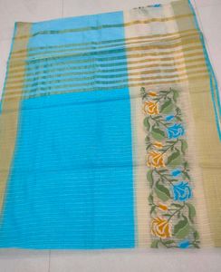 Elegant Blue Floral Saree💙🌷