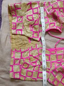 Pink &amp; Gold Embroidered Blouse