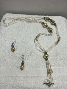Long chain with earrings set