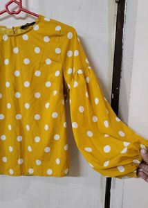 Mustard Yellow Polka Dot Top