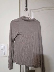 Beige Turtleneck Top