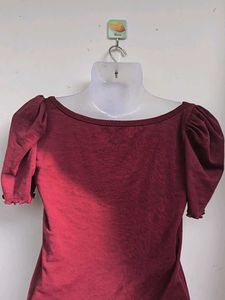 Burgundy Puff Sleeve Top