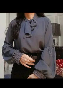 Chic Gray Korean Top