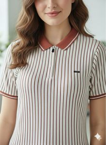 Striped Women Polo Top