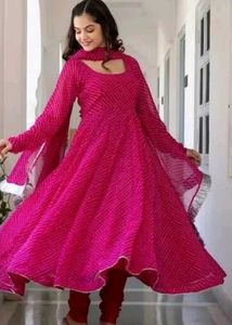 Pink Printed Kurta Set