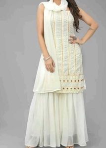 Elegant White Embroidered Kurta Set