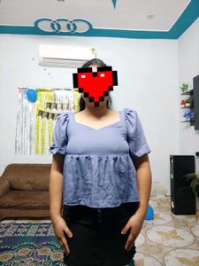 Stylish Blue Puff Sleeve Top