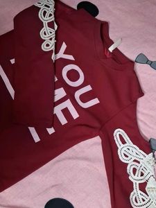 Maroon &#39;You + Me&#39; Crop Top